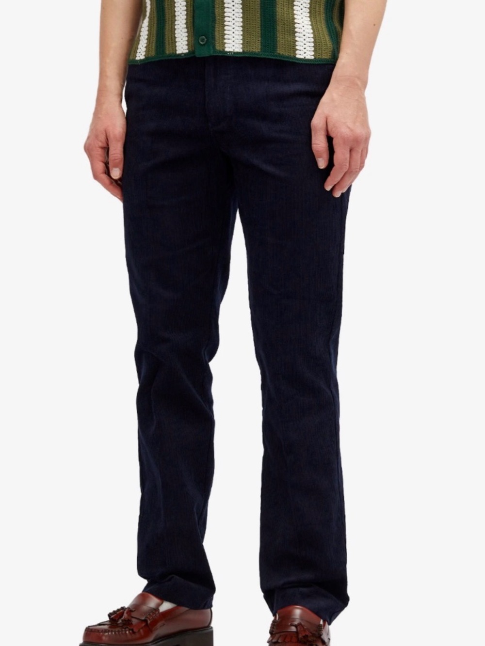 Classic Dark Blue Corduroy Pants - Men's Timeless Straight Cut